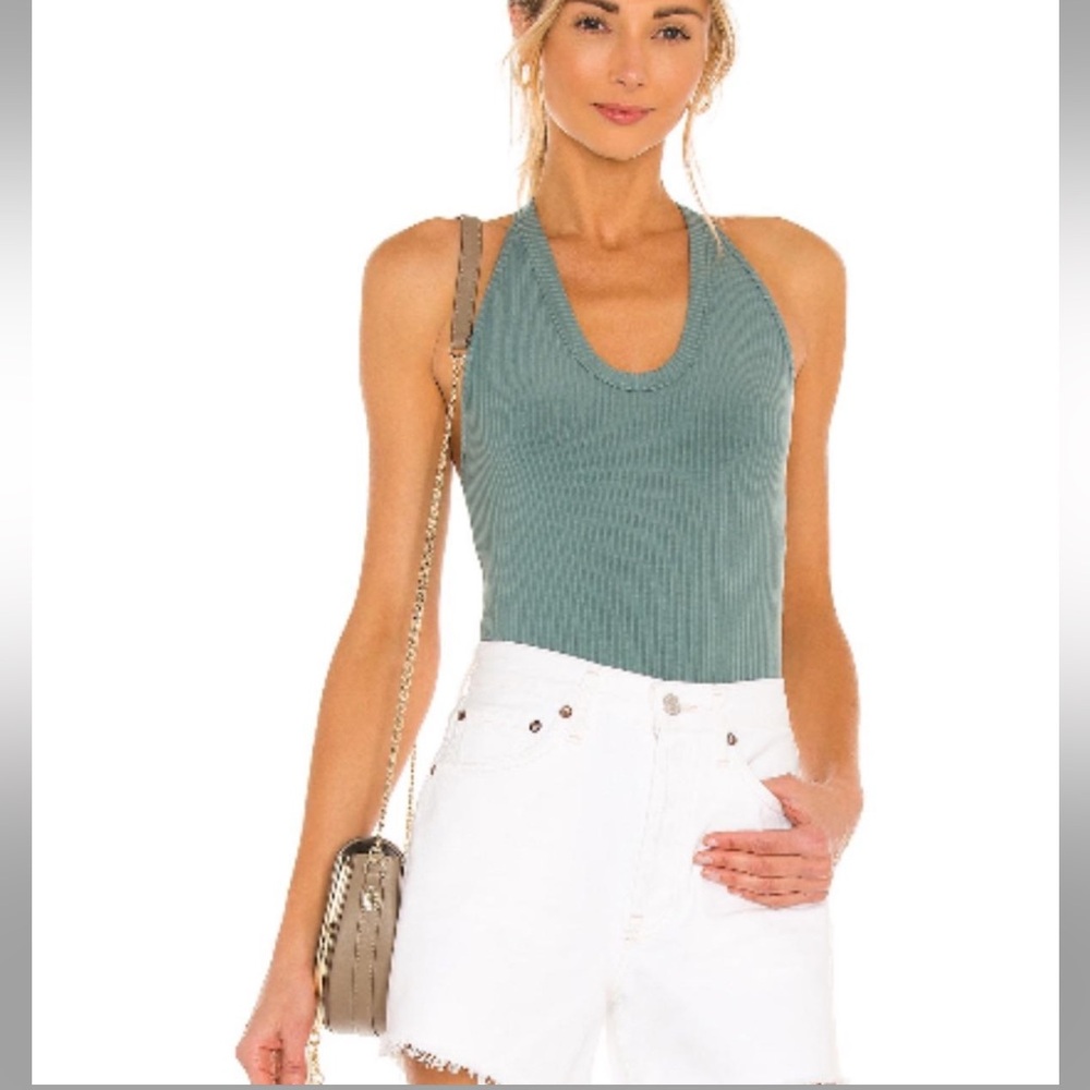 Free people sea breeze ribbed body suit